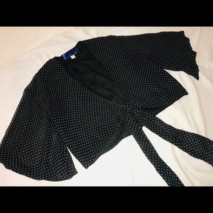 Polka Dot Front Tie Crop Top